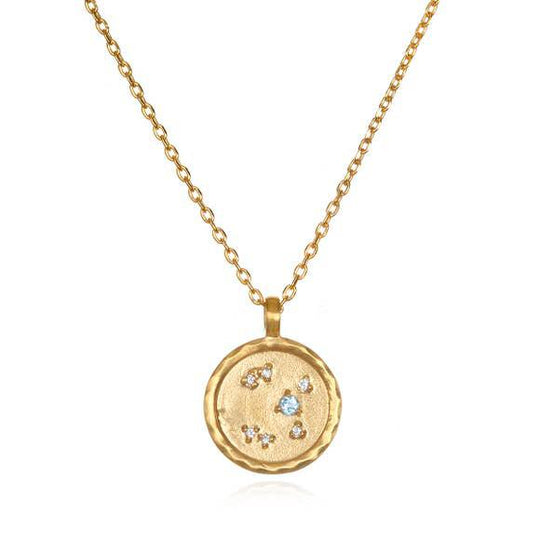 White Topaz Gold Zodiac Constellation Necklace 18