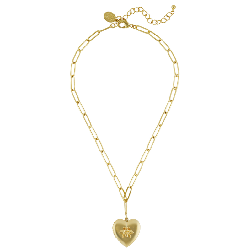 Bee Heart Locket Necklace-Susan Shaw Jewelry-Blue Hand Home