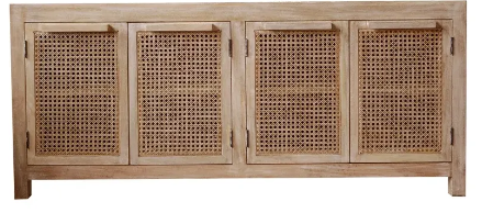 Mango Wood and Cane Sideboard with Shelf-Creative Co-op-Blue Hand Home