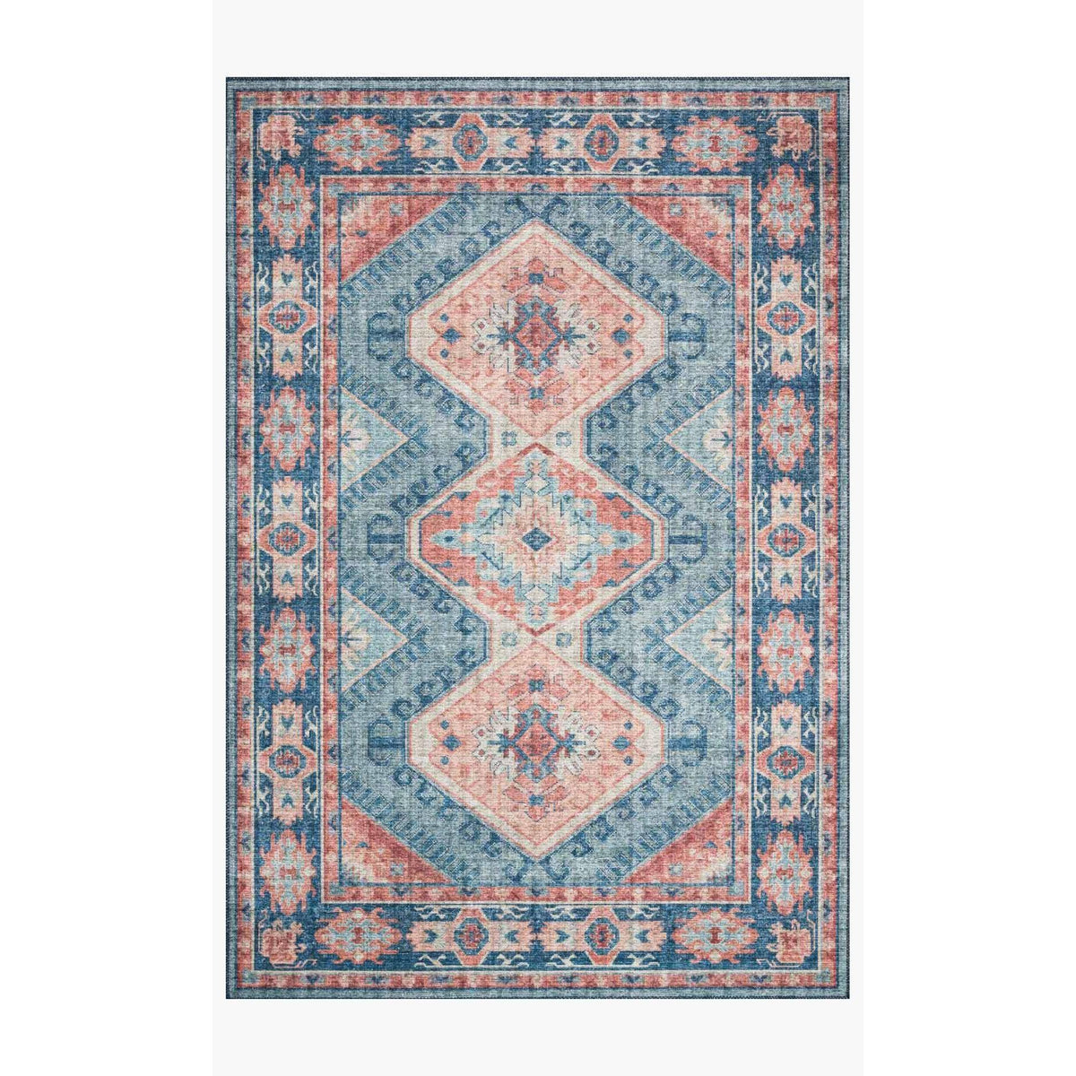 Skye Rug Collection by Loloi -Sky 03 Turquoise/Terracotta-Loloi Rugs-Blue Hand Home