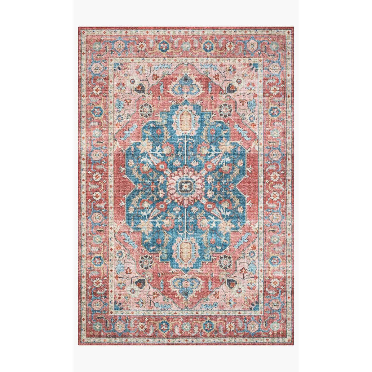 Skye Rug Collection by Loloi -Sky 05 Brick/Ocean-Loloi Rugs-Blue Hand Home