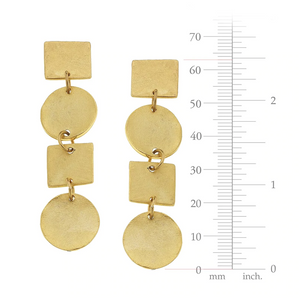 Handcast Gold Round & Square Linked Earrings-Susan Shaw Jewelry-Blue Hand Home