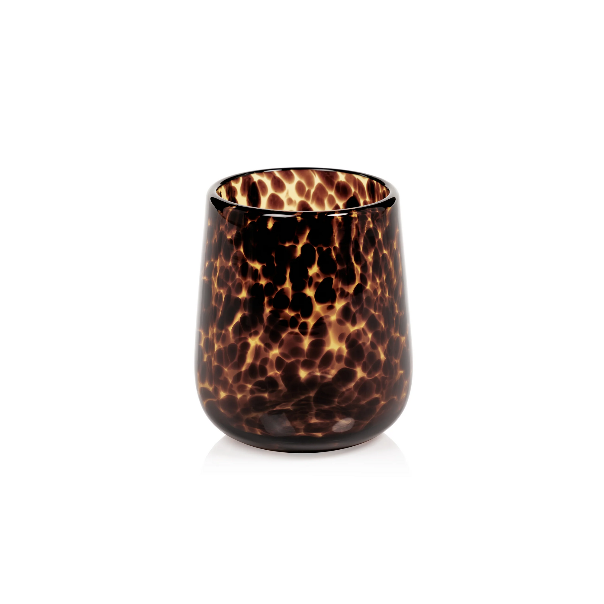 Stemless Tortoise All Purpose Glass - Amber & Black-Blue Hand Home
