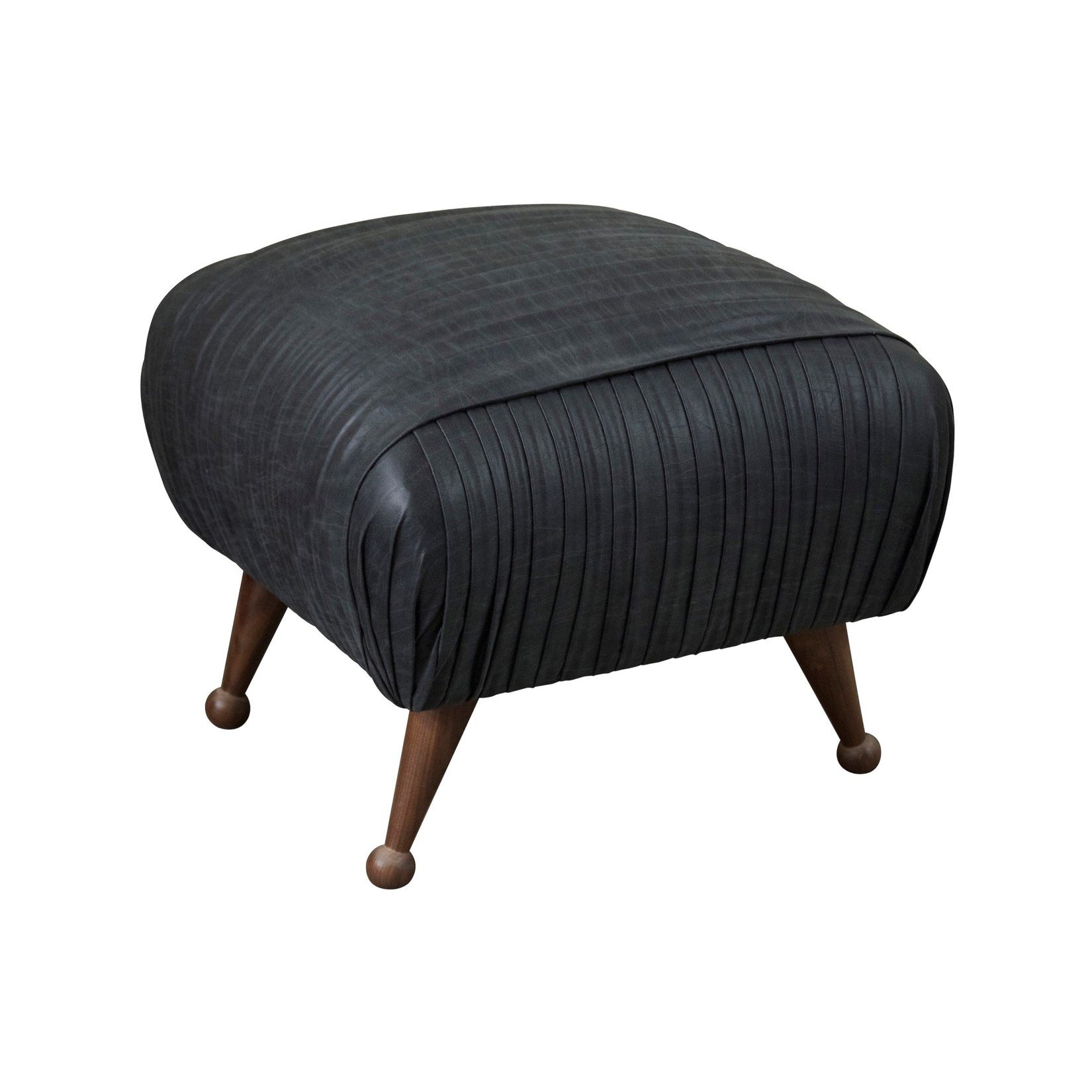 Bertha Ottoman, Natuarl Walnut Legs-CFC Furniture-Blue Hand Home