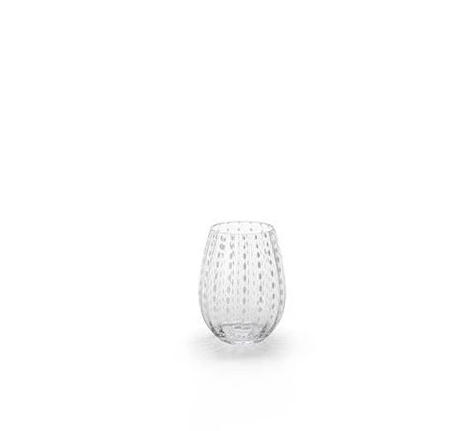 White Dots Stemless Glass-Blue Hand Home