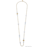 Susan Shaw Handcast Gold & White Crystal Necklace-Susan Shaw Jewelry-Blue Hand Home