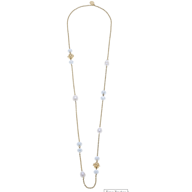 Susan Shaw Handcast Gold & White Crystal Necklace-Susan Shaw Jewelry-Blue Hand Home