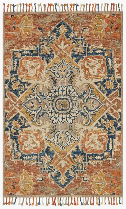 Loloi Rugs Zharah Collection - ZR-10 Rust/Blue-Loloi Rugs-Blue Hand Home