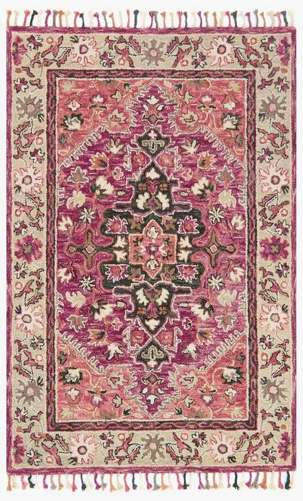 Loloi Rugs Zharah Collection - ZR-05 Raspberry/Taupe-Loloi Rugs-Blue Hand Home