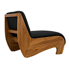 Portofino Chaise, Teak with Black Cotton