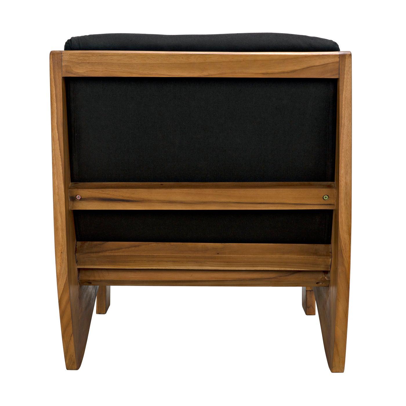 Portofino Chaise, Teak with Black Cotton