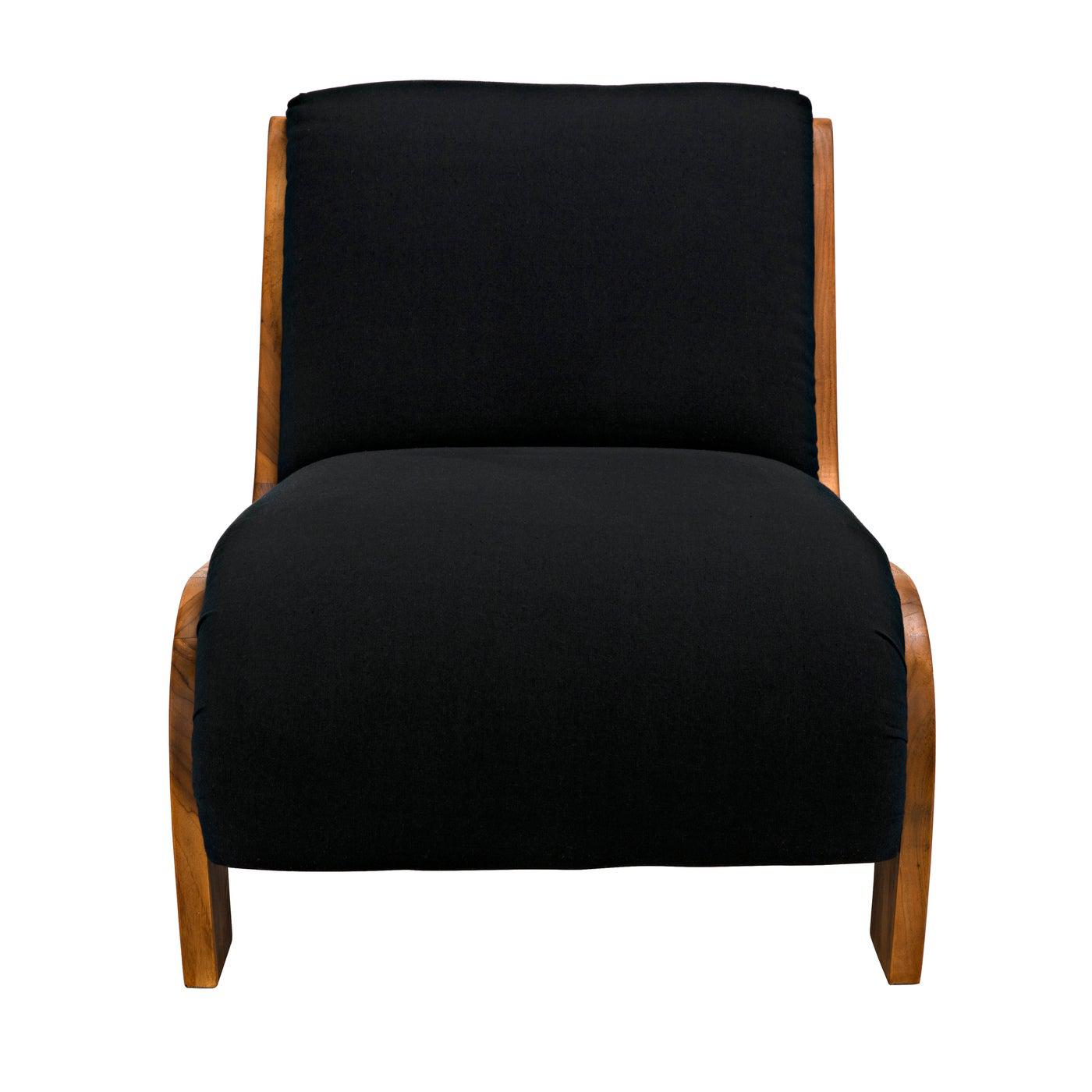 Portofino Chaise, Teak with Black Cotton
