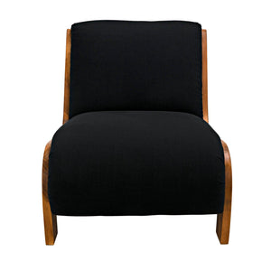Portofino Chaise, Teak with Black Cotton-Noir Furniture-Blue Hand Home