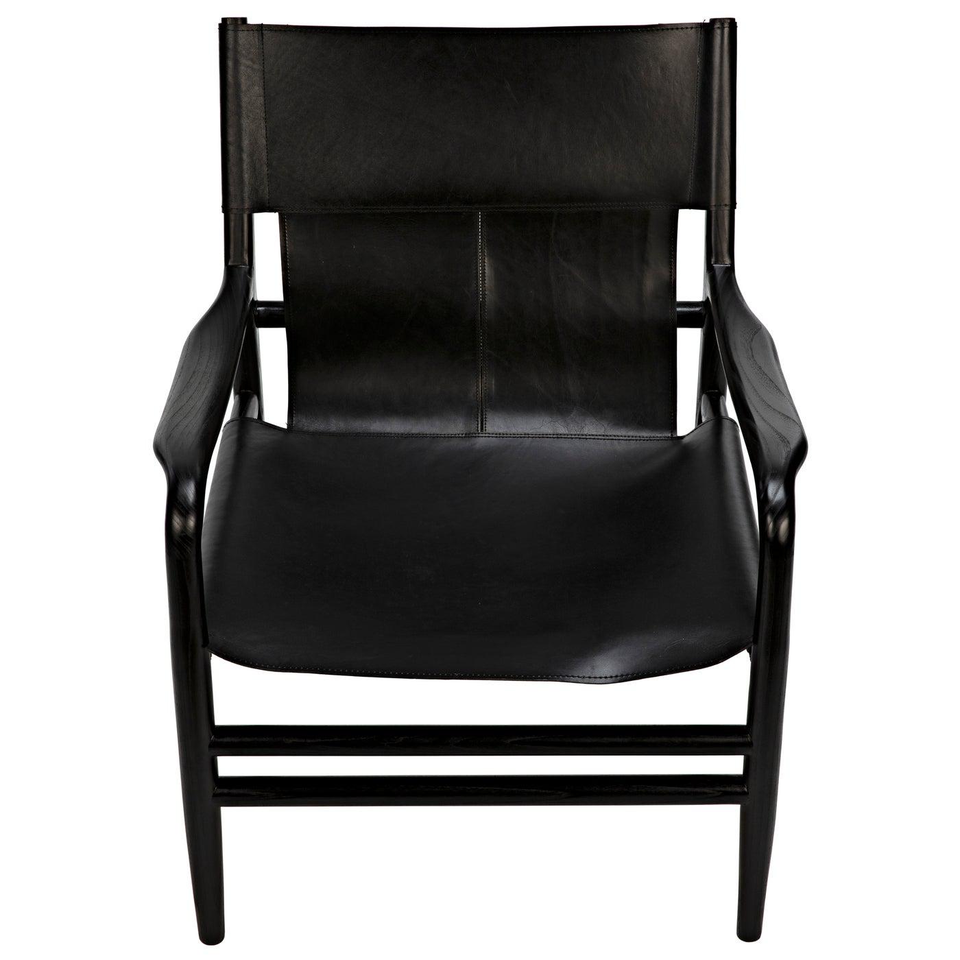 Clancy Chair with Leather, Charcoal Black