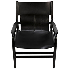 Clancy Chair with Leather, Charcoal Black