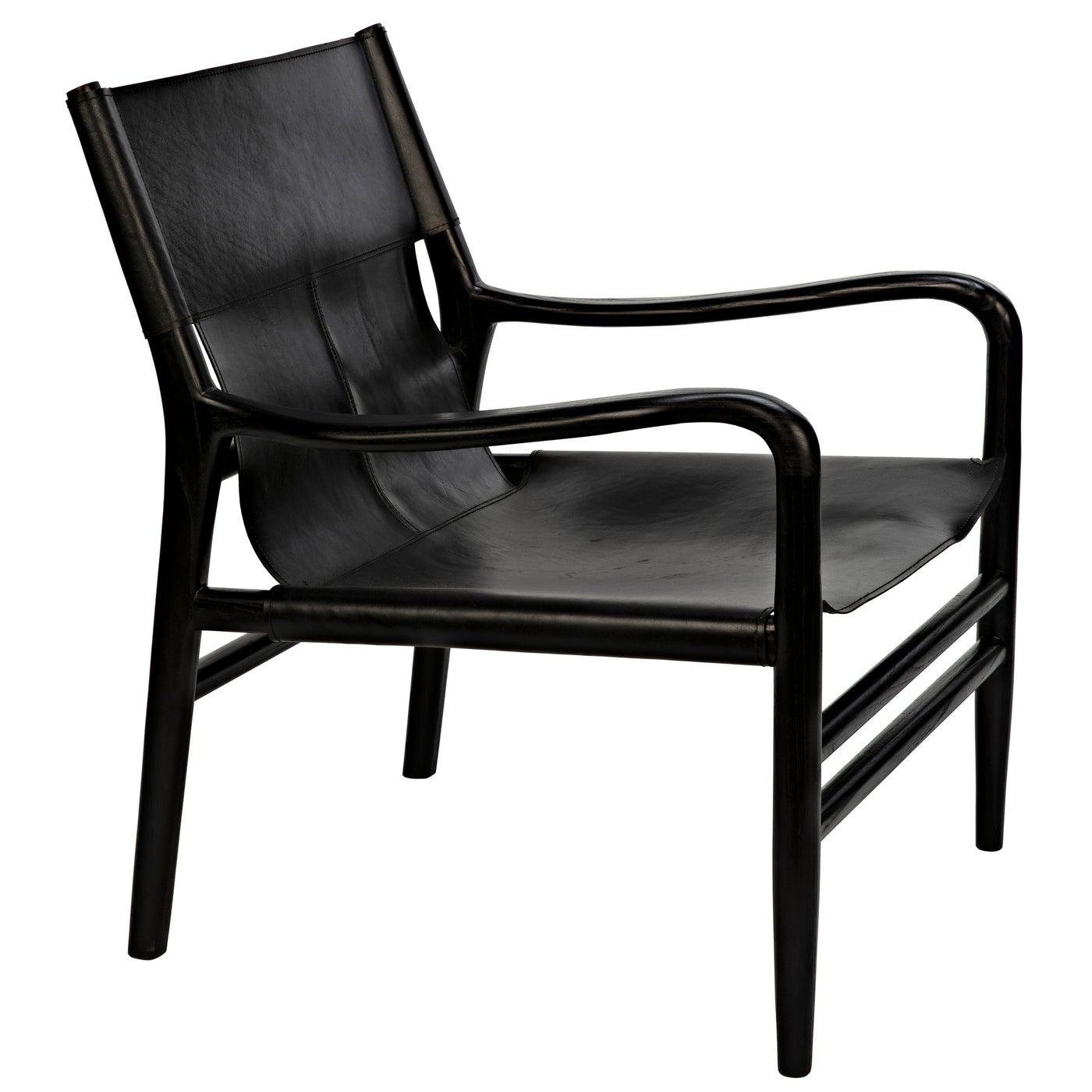Clancy Chair with Leather, Charcoal Black