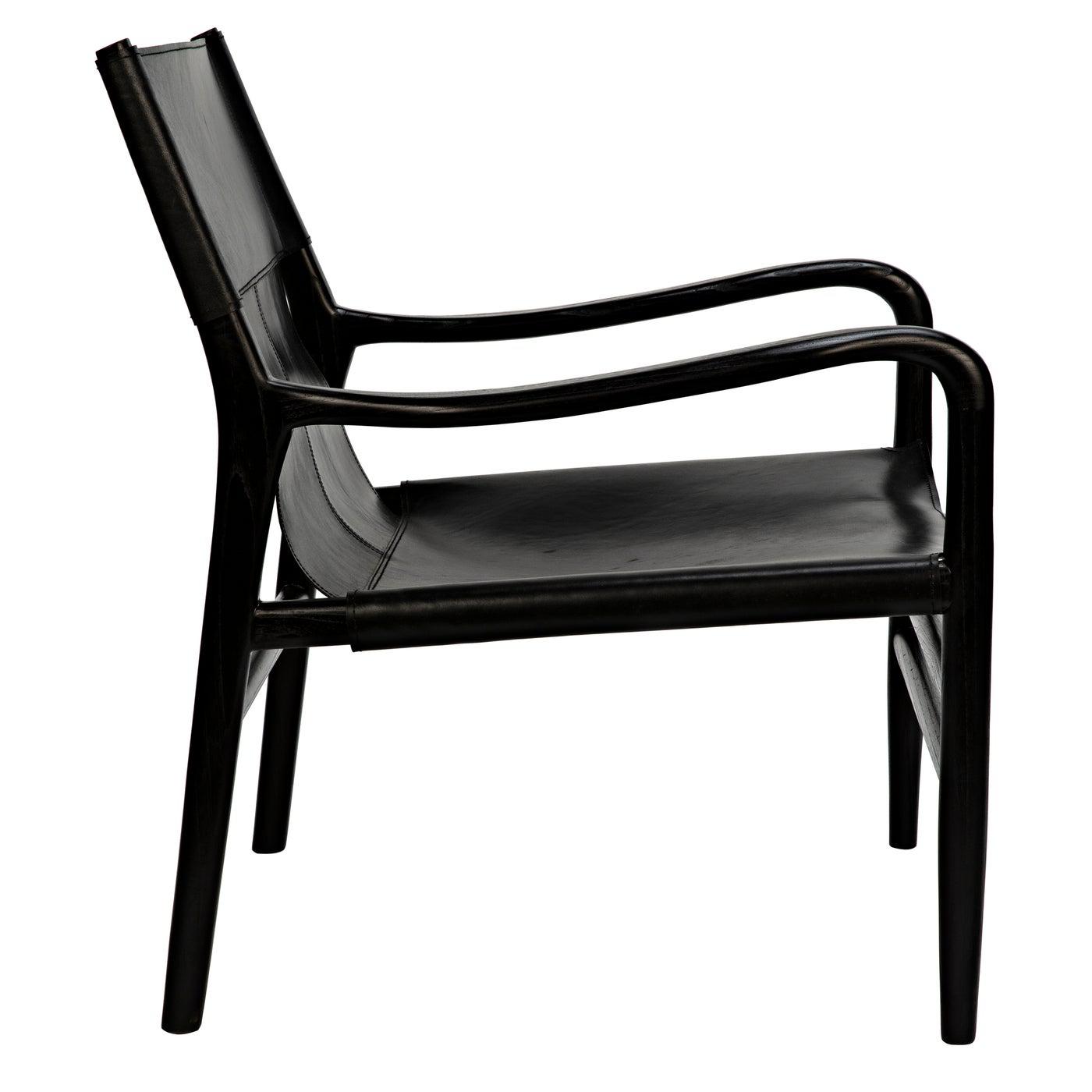 Clancy Chair with Leather, Charcoal Black