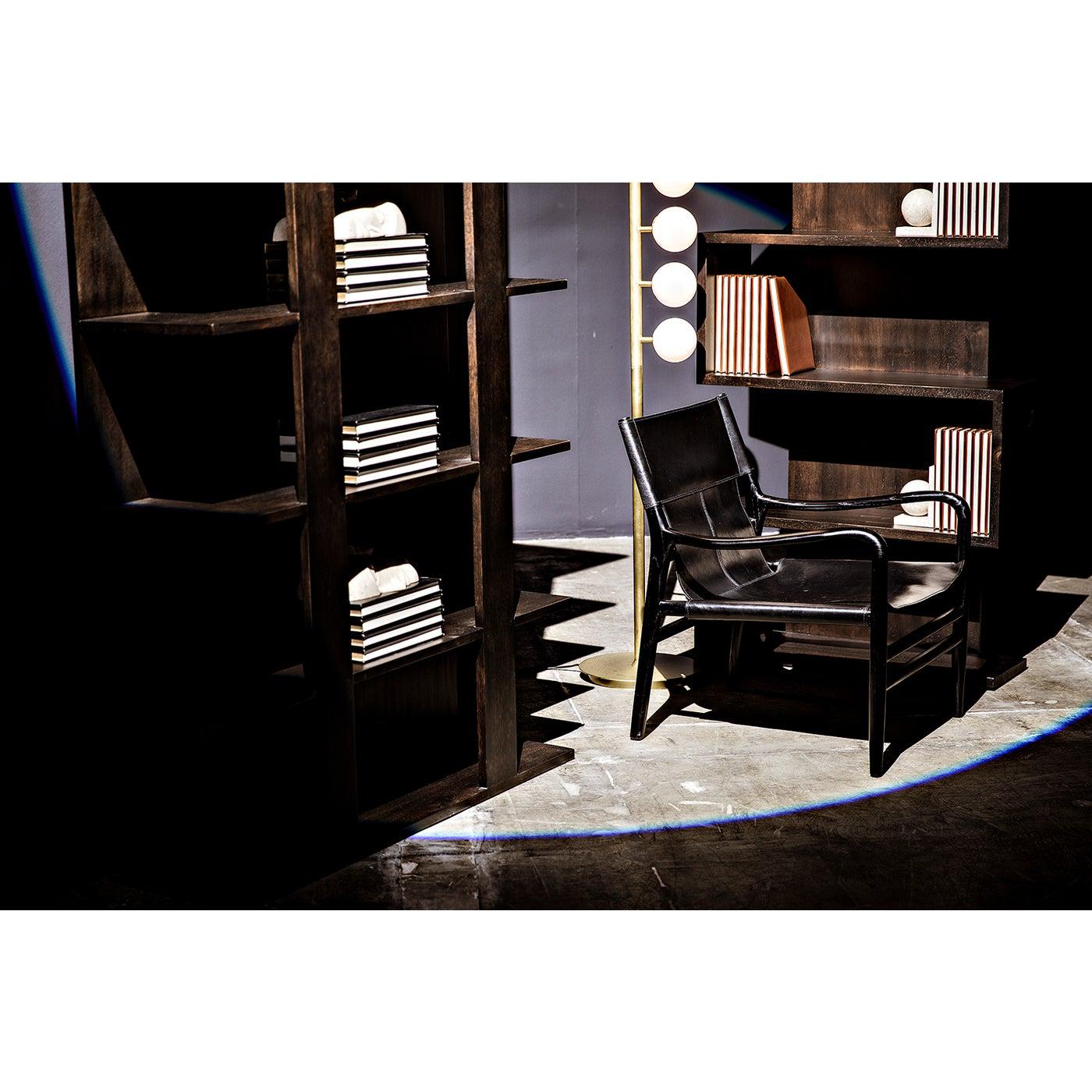 Clancy Chair with Leather, Charcoal Black
