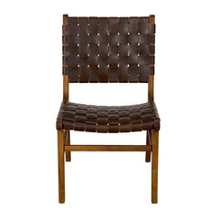 Dede Dining Chair, Teak with Brown Leather