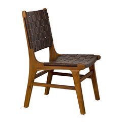 Dede Dining Chair, Teak with Brown Leather