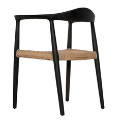 Dallas Chair, Black Burnt with Rattan