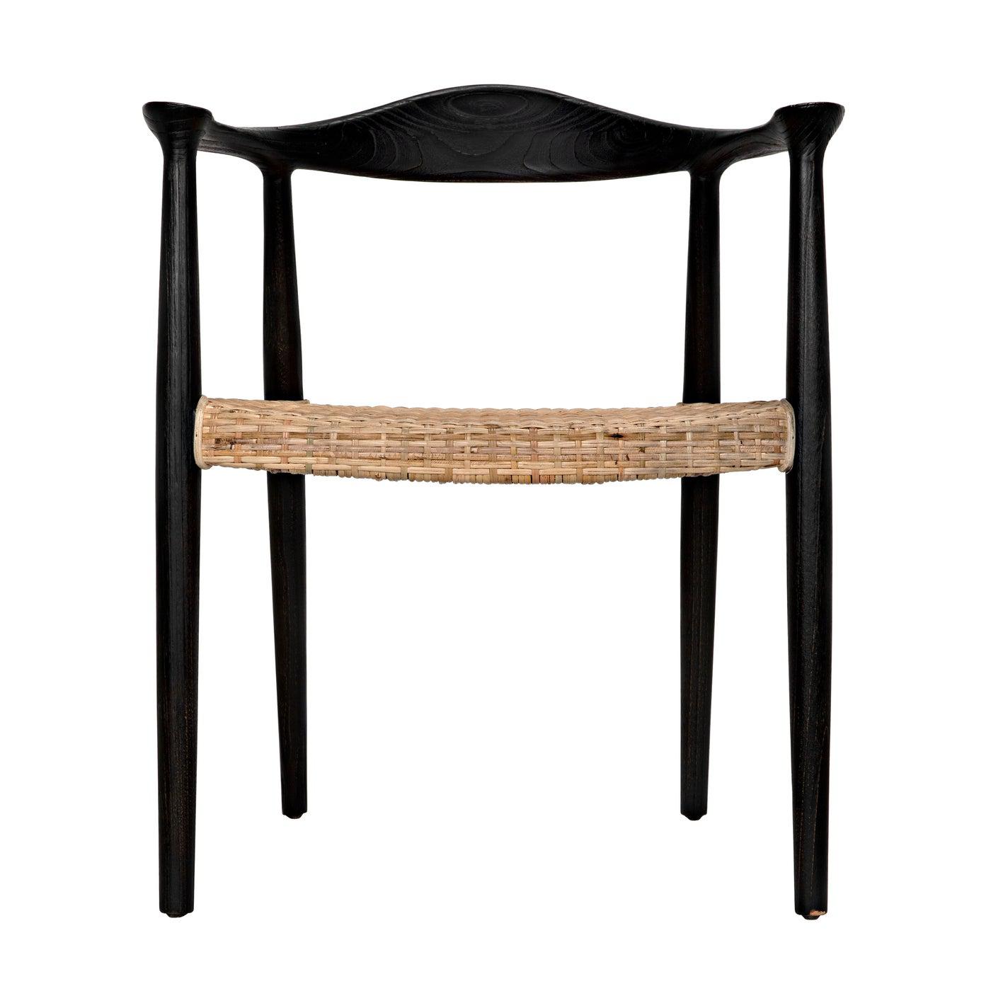 Dallas Chair, Black Burnt with Rattan