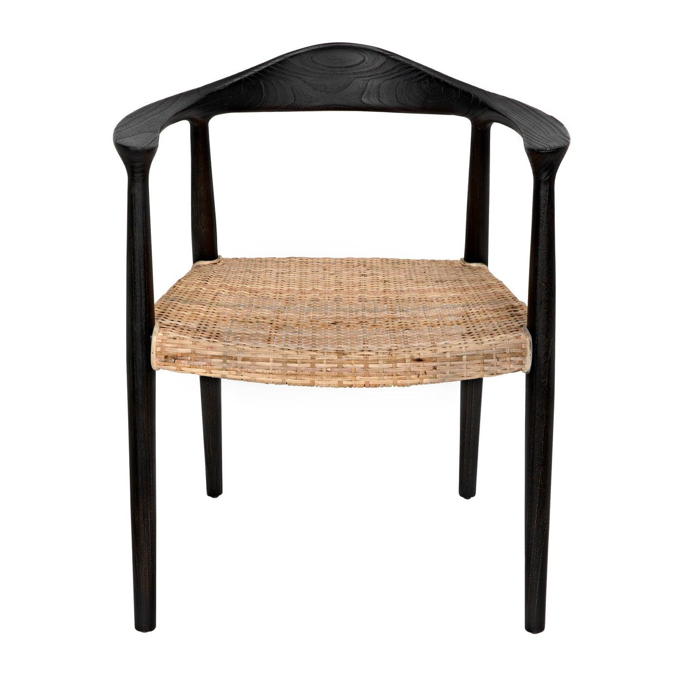 Dallas Chair, Black Burnt with Rattan