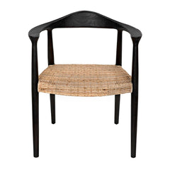 Dallas Chair, Black Burnt with Rattan