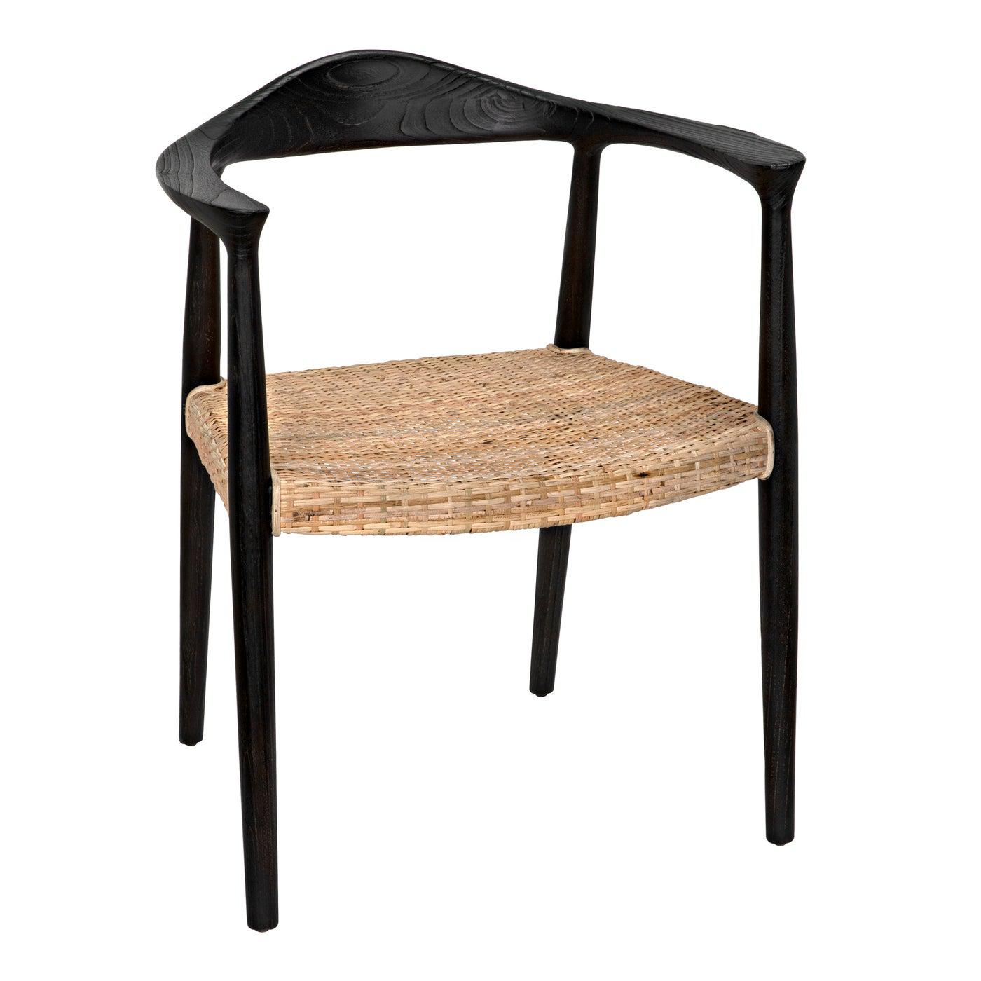 Dallas Chair, Black Burnt with Rattan