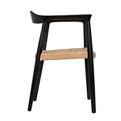 Dallas Chair, Black Burnt with Rattan