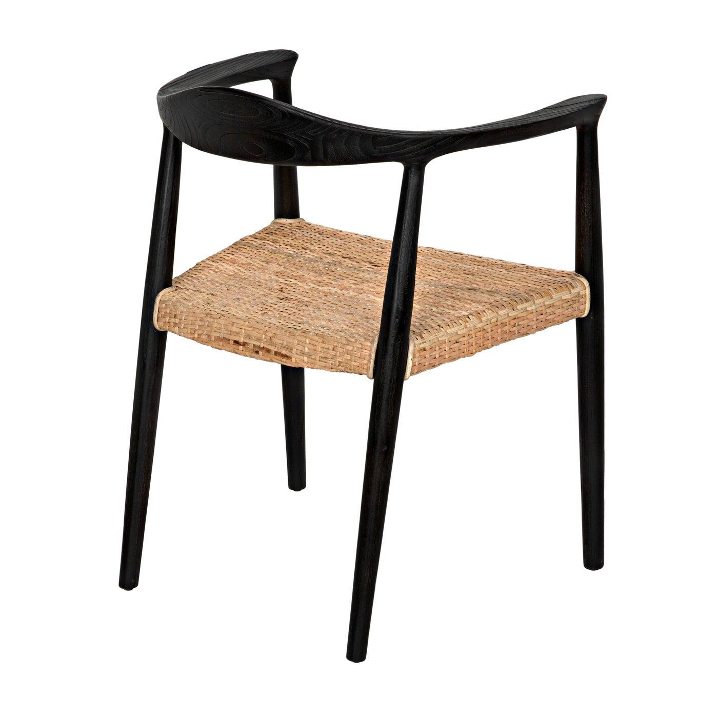 Dallas Chair, Black Burnt with Rattan