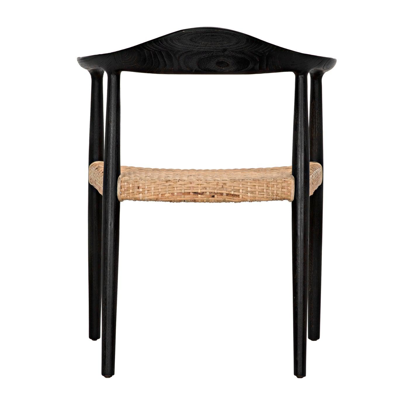 Dallas Chair, Black Burnt with Rattan