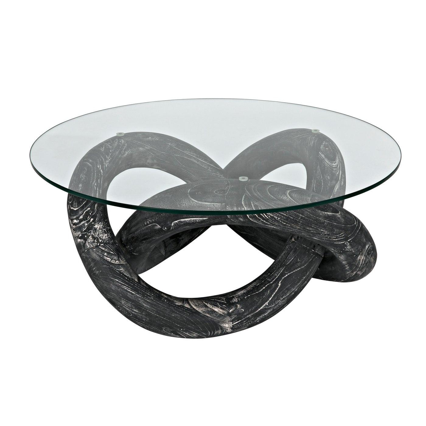 Phobos Coffee Table, Cinder Black with Glass
