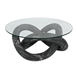 Phobos Coffee Table, Cinder Black with Glass-Noir Furniture-Blue Hand Home