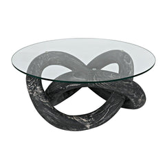 Phobos Coffee Table, Cinder Black with Glass