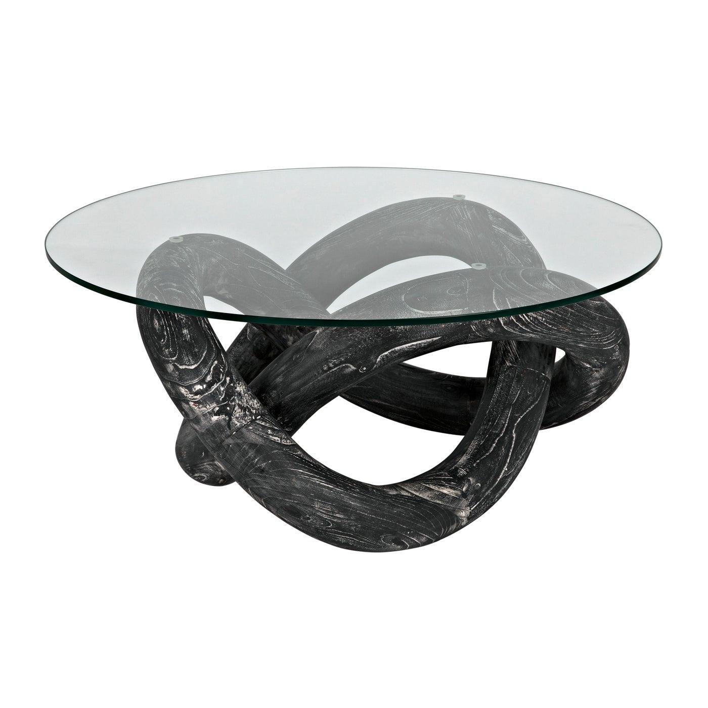 Phobos Coffee Table, Cinder Black with Glass