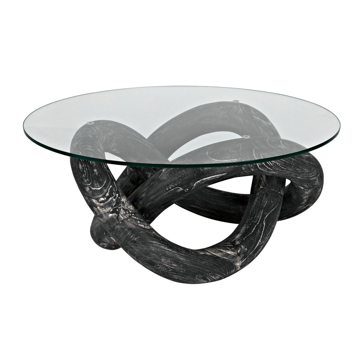 Phobos Coffee Table, Cinder Black with Glass-Noir Furniture-Blue Hand Home