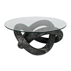 Phobos Coffee Table, Cinder Black with Glass