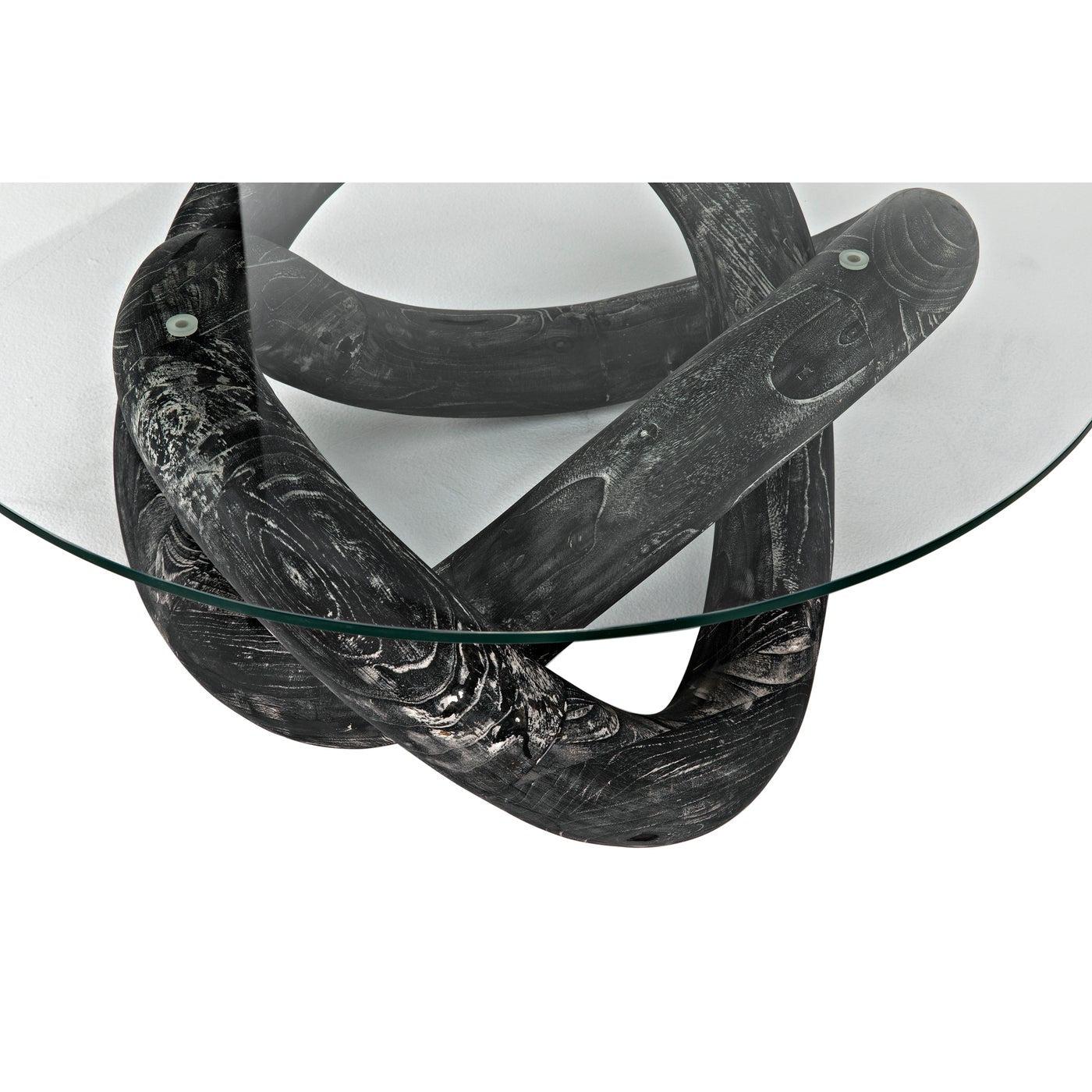 Phobos Coffee Table, Cinder Black with Glass