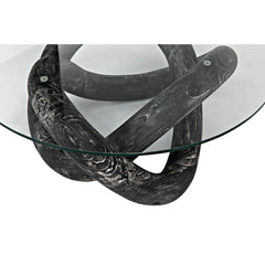 Phobos Coffee Table, Cinder Black with Glass