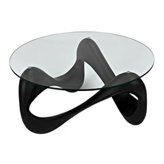 Orion Coffee Table, Black Resin Cement with Glass