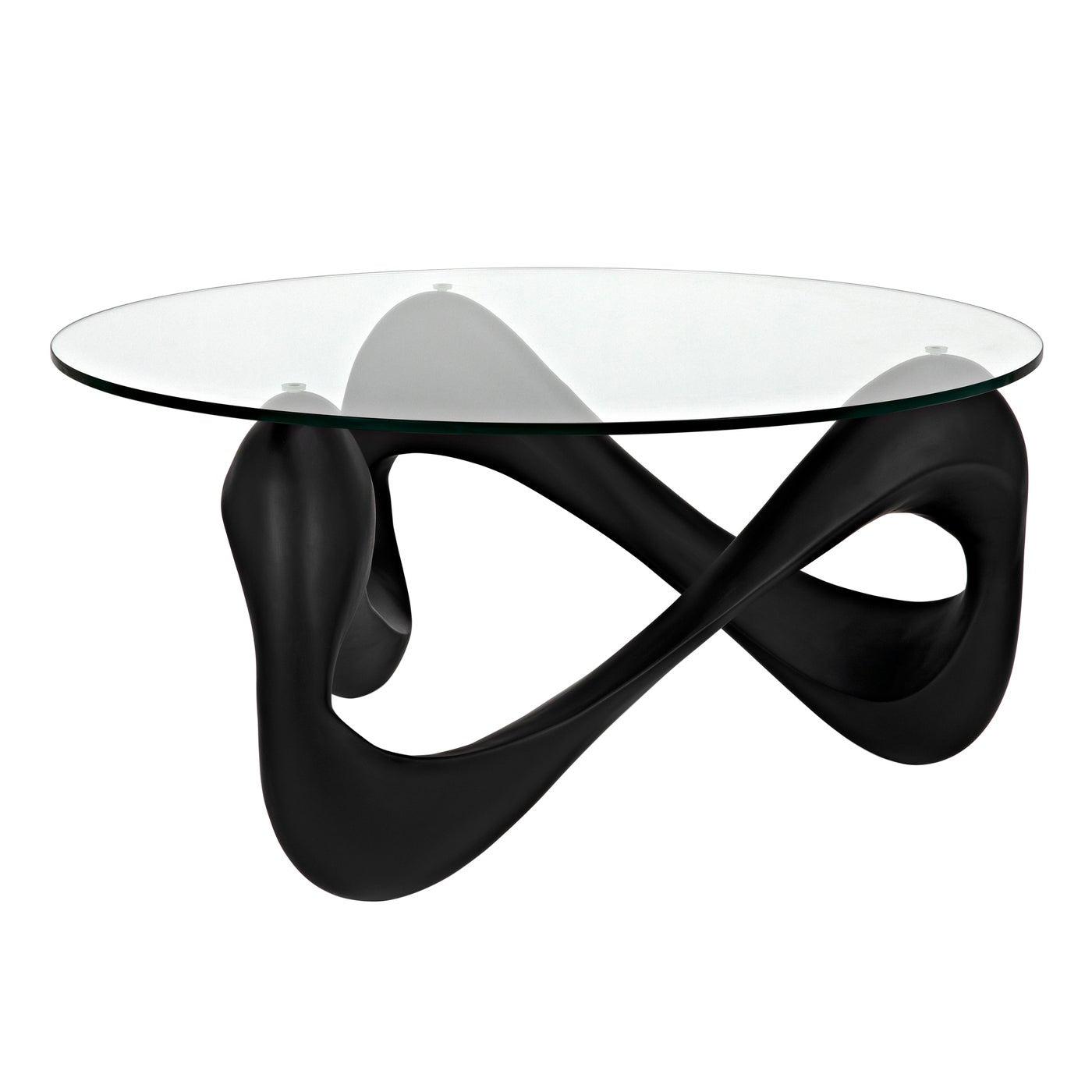 Orion Coffee Table, Black Resin Cement with Glass