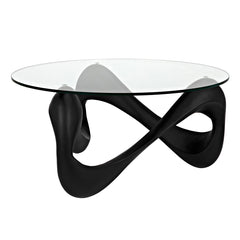 Orion Coffee Table, Black Resin Cement with Glass