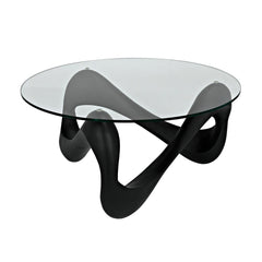 Orion Coffee Table, Black Resin Cement with Glass