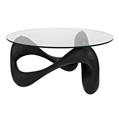 Orion Coffee Table, Black Resin Cement with Glass