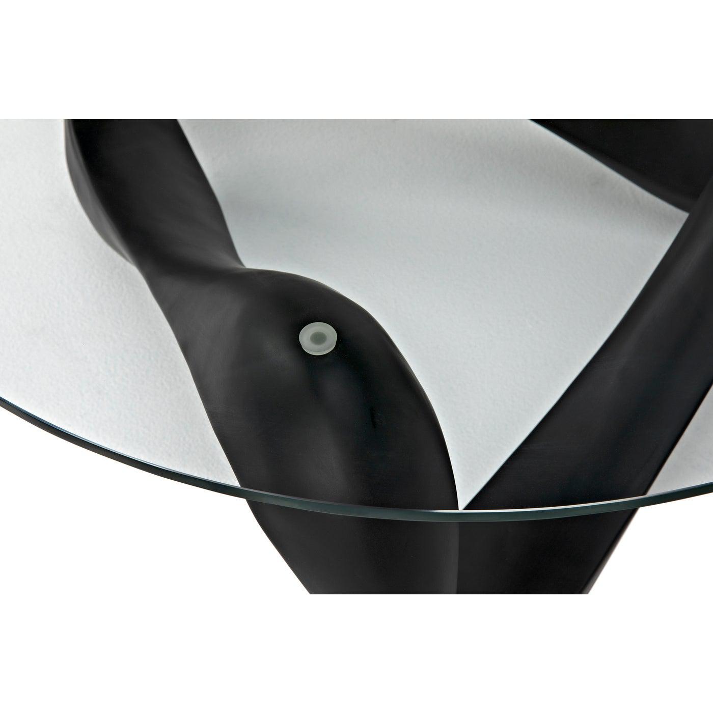 Orion Coffee Table, Black Resin Cement with Glass