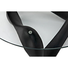 Orion Coffee Table, Black Resin Cement with Glass