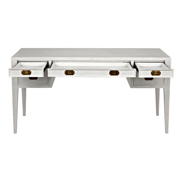 Noir Africa Desk, White Wash-Noir Furniture-Blue Hand Home