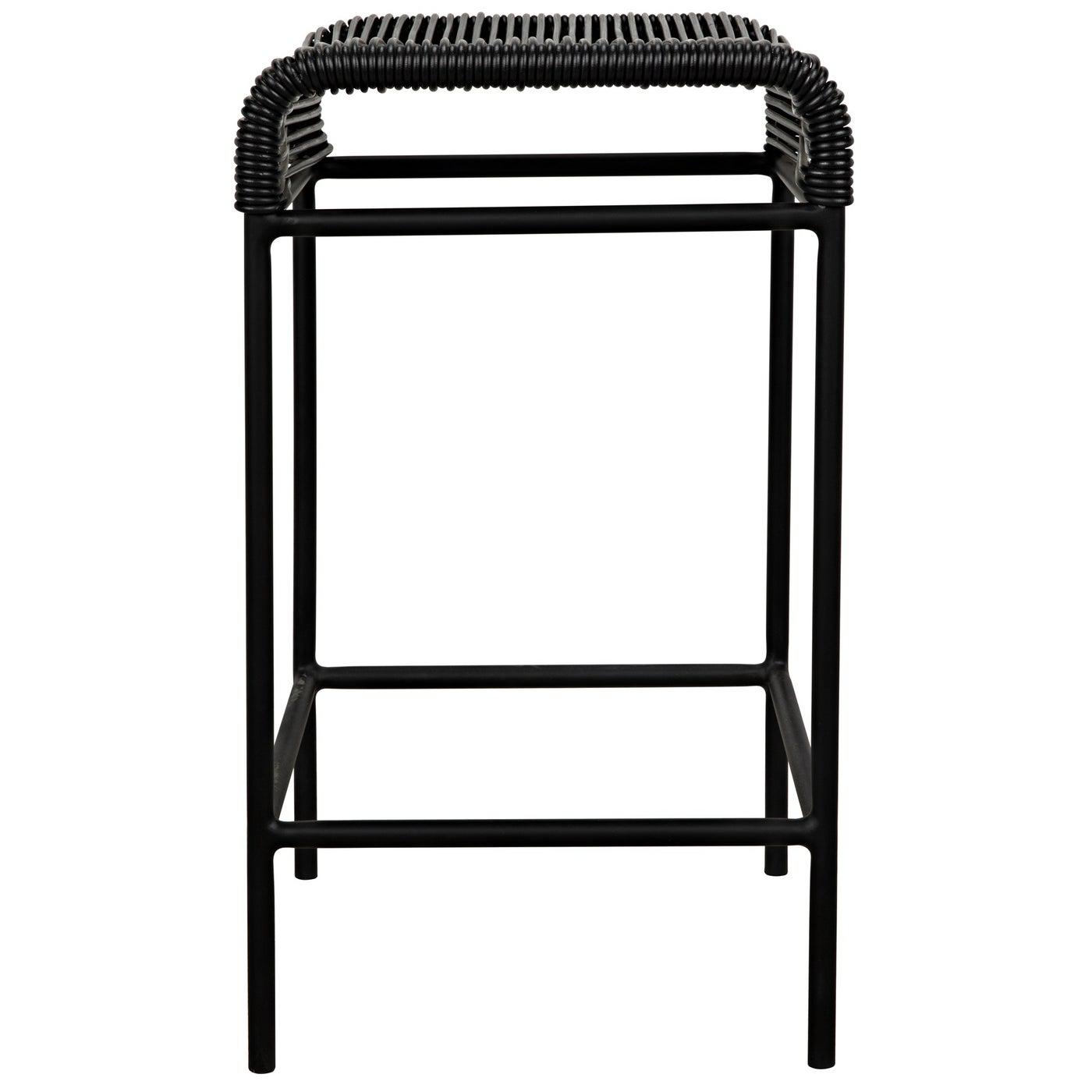 Hitam Counter Stool with Steel Frame