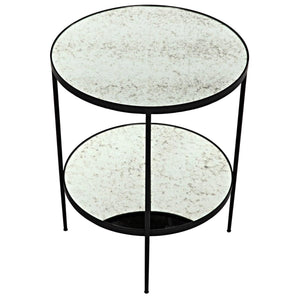 Noir Furniture Anna Side Table, Black Metal with Antique Glass-Noir Furniture-Blue Hand Home